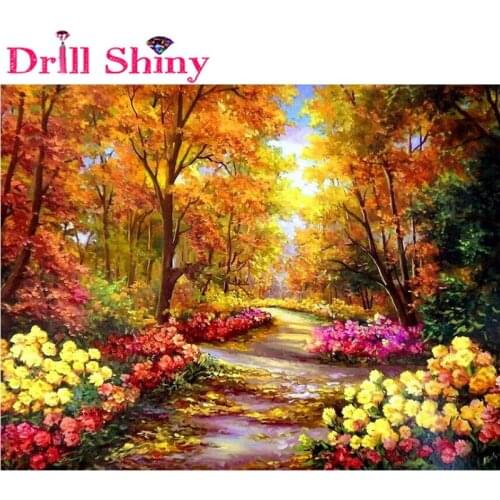 CNA DIY 5D Diamond Painting Autumn Flowers Full Square Mosaic Rhinestone Ribbon Paintings Cross Stitch Kit Home Deor Needlework