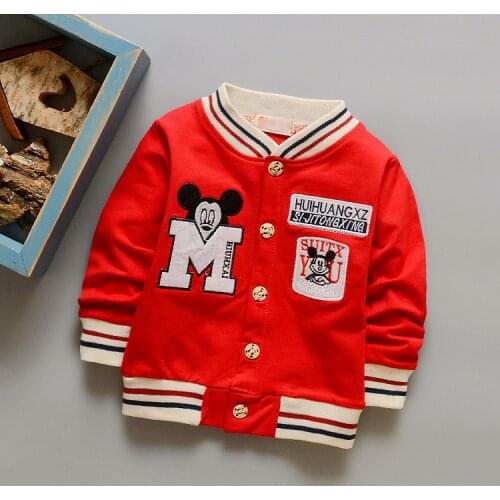 Autumn spring casual Baby Boys Cotton coat Childrens Jackets cartoon mouse Baseball zipper Cardigan Outwear Coats boys clothes