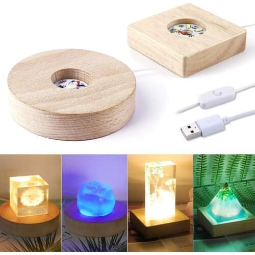 Wood lamp holder Creative led base Room Light Base Rotating Display Stand Lamp Holder Glass Transparent Object Stand Home Decor