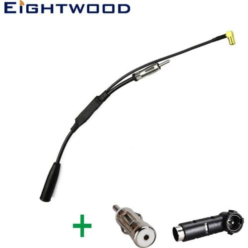 Eightwood Conversion DAB/DAB+ Car Radio Aerial Antenna Cable SMB Connector with DIN 41585 to ISO Connector Amplified Adapter