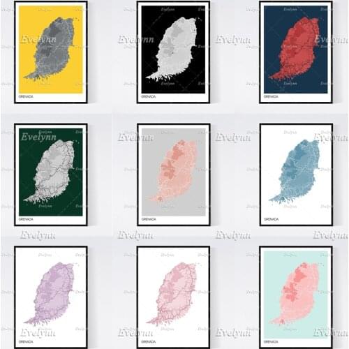 Grenada, Caribbean Island Map Art Print-Many Styles-Scandi Vintage Wall Art Pictures Canvas Modern Home Decor Posters