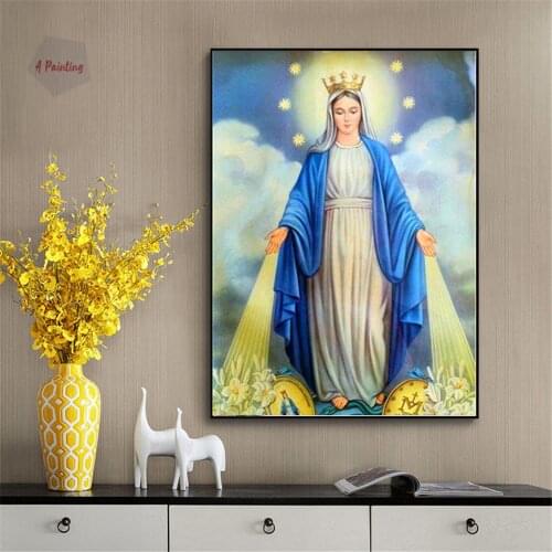 Virgin Mary Christian Canvas Painting One Piece Wall Art Picture Catholic Church Living Room Bedroom Home Decoration