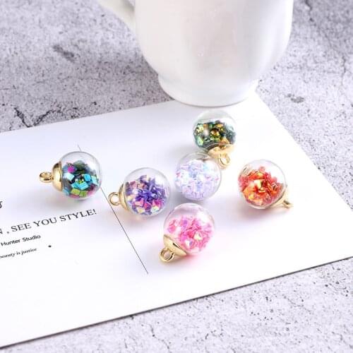 MRHUANG 10pcs/pack 17mm Crystal Glass Ball Charms Pendant fit Bracelet Necklace Hair Jewelry Accessories DIY Craft