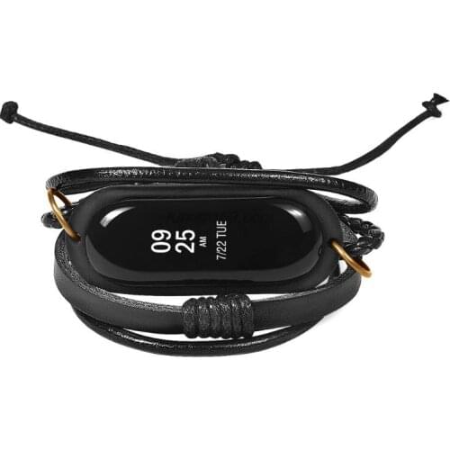 Leather Braided Wristband Replacement Vintage Watch Bracelet Strap Band For Xiaomi Mi Band 3 4