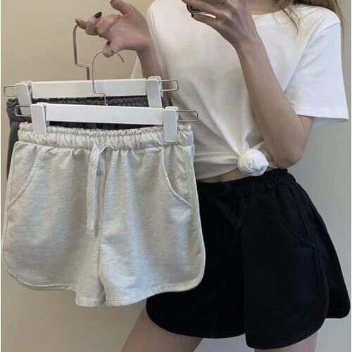 Summer Gray Shorts Women Fashion Ladies Elastic Waists Short Pants Girl Casual Cotton Shorts Black Home Shorts For Female S-3XL