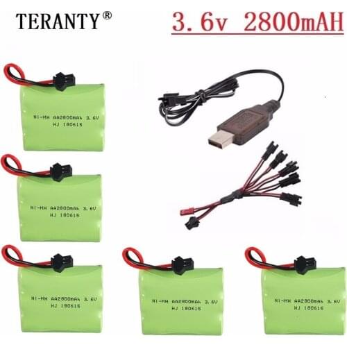 M Model ) Ni-MH 3.6V 2800mah Battery + 3.6v Charger For Rc toy Car Tank Train Robot Boat Gun AA 3.6v Rechargeable Battery Pack