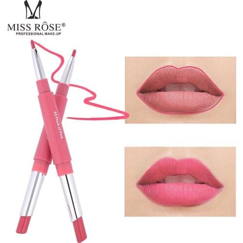 Miss rose Double Head Lipstick Matte Lipstick Long Lasting Moisturizing Lipstick 2 in 1 Lipsticks Pen Moisturizing Lip Liner