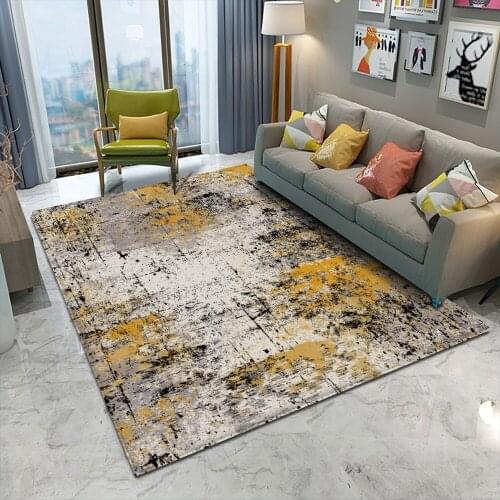 Fashion Nordic Watercolor Orange Ink Abstract Oil Painting Short Crystal Velvet Bedroom Bathroom Non-slip Carpet Floor Mat