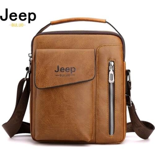 JEEPBULUO Casual Men Shoulder Bag Vintage Crossbody Bags High Quality Male Bag PU Leather Handbag Capacity Men Messenger Bags