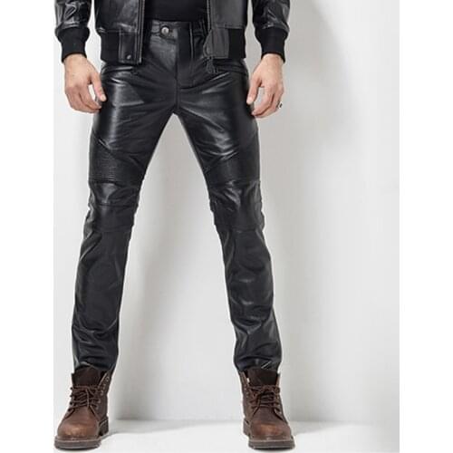 Mens Leather Pant Leather Skinny Biker Pants Motorcycle Punk Rock Pants Slick Smooth Shiny Leather Trousers Tight Sexiest