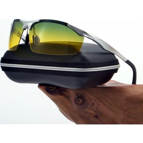 2019 Frameless Aluminum Magnesium Day Night Dual-Use Polarized Sunglasses Men Driving UV400 Sun Glasses Fashion Eyewear NX