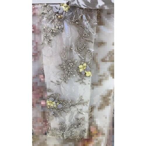 Latest Wedding Dress bridal L-2186833 beads Top qulaity tulle embroidery french lace fabric