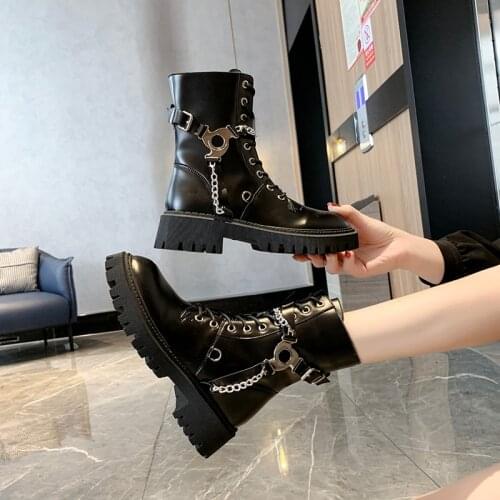 2021 spring and autumn new ladies Martin boots fashion all-match thick-soled motorcycle lace-up ankle boots British style