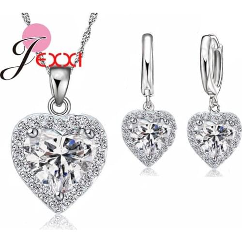 Top Quality Wholesale 925 Sterling Silver Austrian Crystal Cute Cat Catty Pendant Necklace Earrings Original Jewelry Set 7 Color