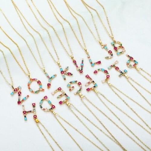 Daihe Classic Gold Plated Letters Pendant Necklace Women Lucky Adjustable Colorful Zircon Copper Necklace Female Gift Jewelry