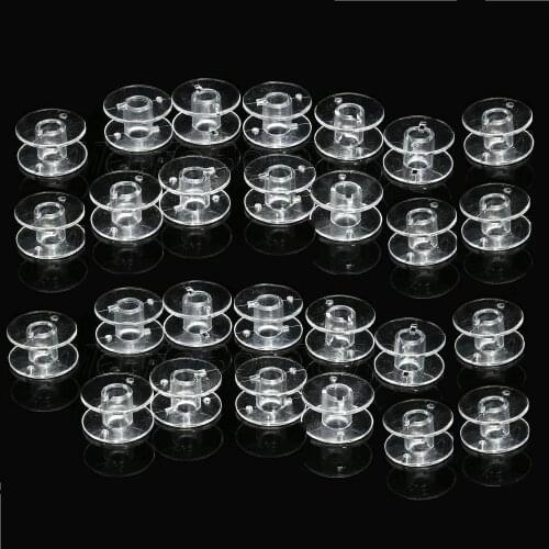 50Pcs Plastic Transparent Clear Empty Thread Spool Bobbins String Home Sewing Machine Spools Bobbin for Janome Singer Brother