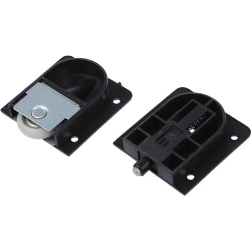 LBER Wardrobe Black Plastic Plate 25mm Dia Wheel Sliding Door Roller