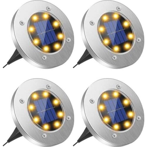 2pc/lot Solar Ground Lights 8 LED Solar Pathway Lights Waterproof Outdoor for Deck Pathway Patio Walkway Lawn Yard Driveway Step