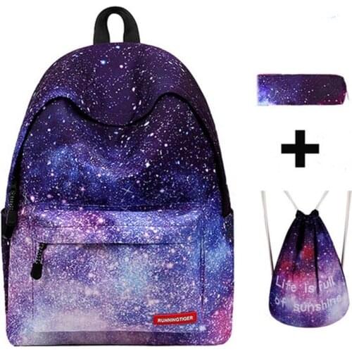 3pcs Sets Student Girl School Bags College Printing Backpack School Bags For Teenage Girls Shoulder Drawstring Bags