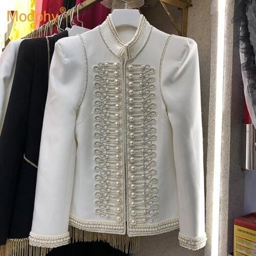 Heavy Industry Diamond-Studded Beaded Elegant Women Jacket Coat Slim Celebrity Party Jacket Female 2020 Autumn Fashion New