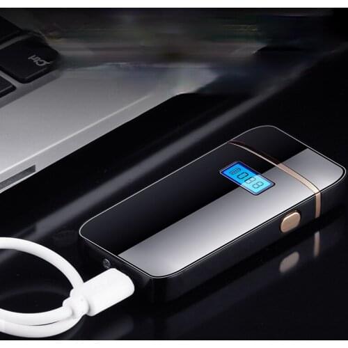 Smart Digital Display Touch Induction Double Arc Lighter Gift Windproof USB Cigarette Lighter Regalos Para Hombre Originales