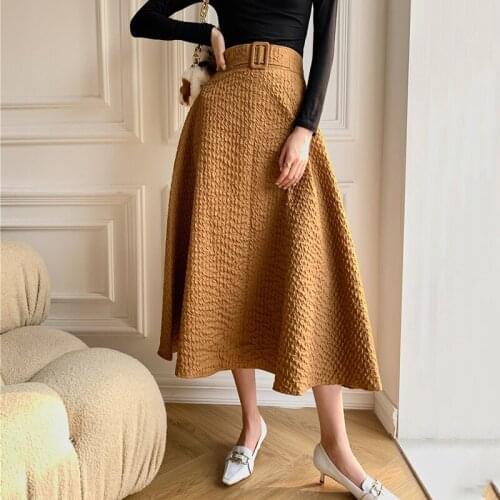Vintage Elegant Long Skirt Women Autumn Winter High Waist A-Line Skirt Plus Size Midi Skirts jupe femme
