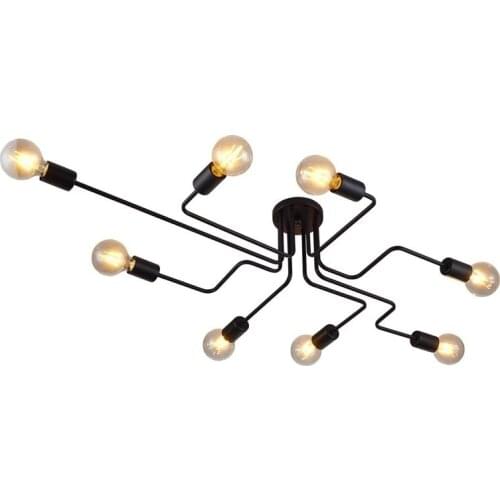 Iron Ceiling Lights Multiple Rod Wrought for Living Room Vintage Industrial Loft Nordic Ceiling Lamps for Home Lighting Fixtures