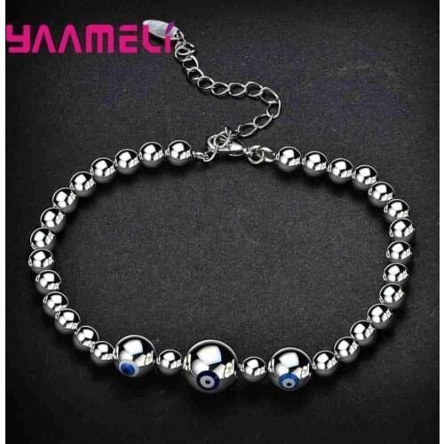 Round Beads Bracelets Bangles For Women Jewelry Accessories Wholesale 925 Sterling Silver Color Beads Hand Chain