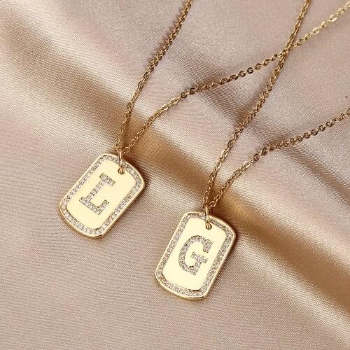 2021 New 26 Letters Simple Stainless Steel AAA Zircon Pendants Necklace Adjustable Necklace Chain Women Gifts