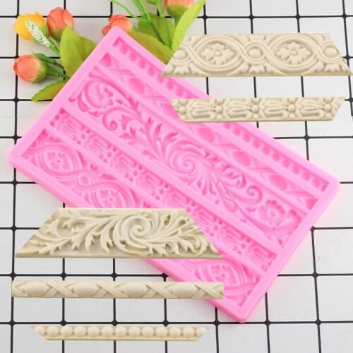 3D Border European Relief Silicone Mould Fondant Cake Decorating Baking Tools Sugar Craft Chocolate Gumpaste Candy Clay Moulds