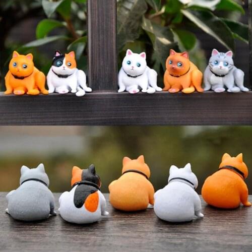 5Pcs/Set Figurine Cute Long Lasting Miniature Small Simulation Doll Ornaments Home Decor Living Room Decoration Cat Craft Toys