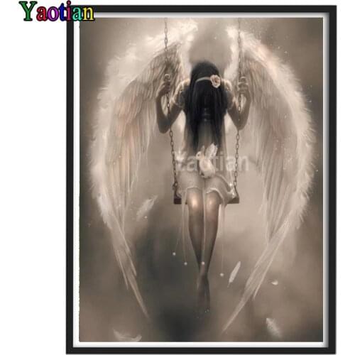5d Diy Diamond Painting Angel girl swinging Diamond Embroidery Full Square Drill Cross Stitch Diamond Mosaic Stickers Decor