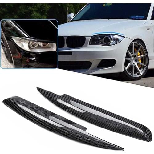Car Eyebrow Headlight Cover Head light Eyelid Eyebrow Cover Trim Stickers For Bmw 1 Series E81 E82 E87 E88 2005 2006 2007 ~ 2010