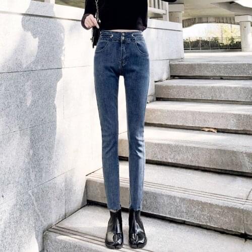 High Quality Women Denim Pencil Pants Brand Jeans HighWaist Jeggings High Waist Stretch Jeans New Slim Pencil Trousers