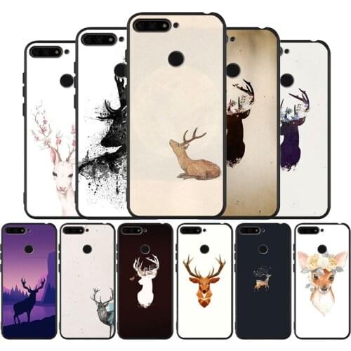 Deer Head black Silicone Phone Case For Huawei honor 30 20 Pro 8 8X 9 10 20 Lite Mate 10 20 30 Lite Pro cover