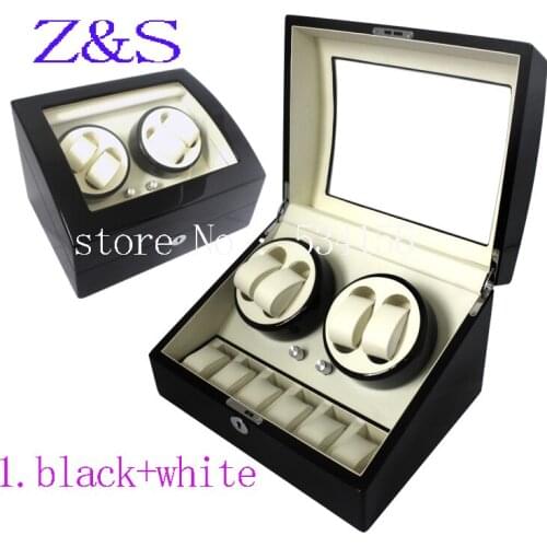 Free shipping 4+6 wooden watch winder with high gloss piano paint,automatic watch winder box watch case storage display