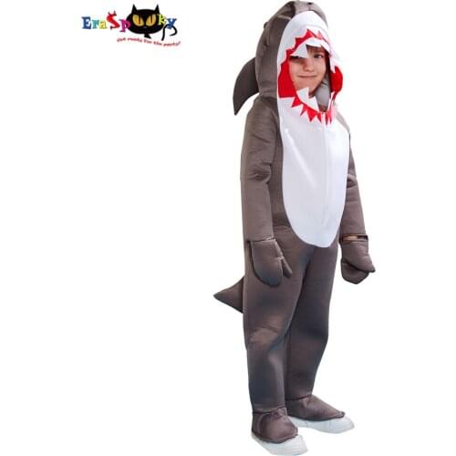 Eraspooky 2019 Child Animal Jumpsuit Grey Shark Costume Cosplay Halloween Costume for Kids Boys Carnival Party Outfit Fancy Dres