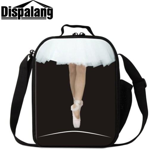 Dislapang 3D Printing Ballet Picture Logo Lunch Container Personalized Kids Lunch Sack with Side Bags Girls Insulated Cooler Bag
