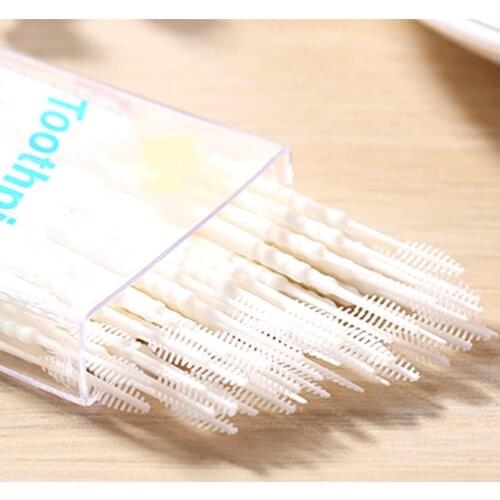 50PCS/Box Double Superfine Tooth Stick Dental Floss Rods Interdental Brush Dental Oral Care Clean Teeth Food Residue Toothpick