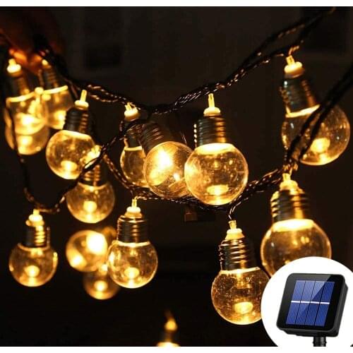 Solar Powered 10/20/30 LED G50 Globe String Fairy Lights Festoon Ball Christmas Lights for Garden Yard Home Party Wedding Decor