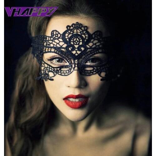 Hot Selling Sexy black lace hollow mask goggles nightclub fashion queen sex Eye Patch Masks for Masquerade Party VP-EM008012A