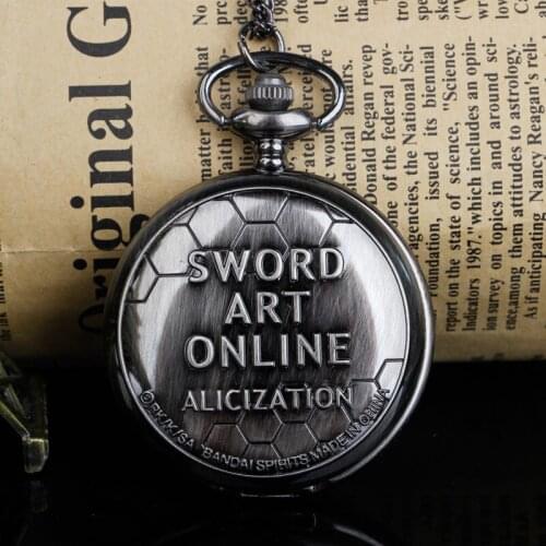 Engraved Sword Art Online Alicization Anime Theme Quartz Pocket Watch Pendant Men Souvenir relogio Montres with Gift Men CF1421