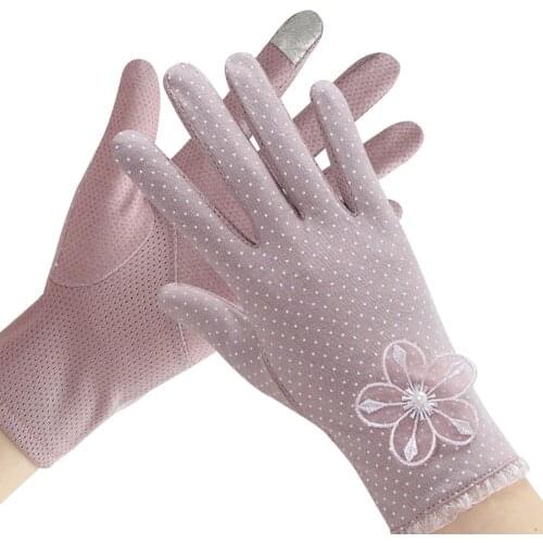 HOT Fashion Sun UV Protection Women Lace Flowers Gloves Thin Breathable Driving Cycling Outdoor Adult Handwear Motocycle Mittens