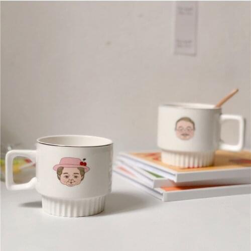 Korea ins wind lovers ceramic Grandfather and Grandma mugs creative grandfathers and grandmothers milk coffee cups