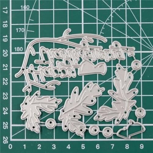 YaMinSanNiO Happy Thanksgiving Metal Cutting Dies Leaf Acorn DIY Etched Dies Craft Paper Card Making Scrapbooking Embossing New