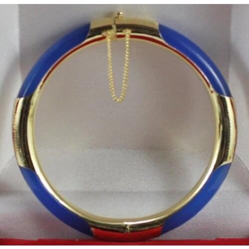 Fashionable gold plated all precious blue jade bracelet