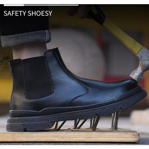 FJ51 Motorcycle Ankle Boots Safety Shoes Men Casual Military Boot Microfiber Leather Lace-Up Steel Toe Indestructible Work Shoes
