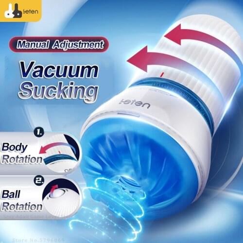 Leten Male Masturbator Aircraft Cup Vacuum Sucking Reusable Vagina Real Pussy Adjustable Soft Silicon Adult Toy For Men Sex Shop