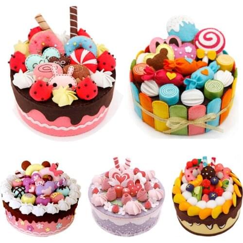 Mylb DIY Felt Cloth Birthday Cake Box Handmade Cute Cake Storage Case For Children Birthday Special Gift Felt DIY Package