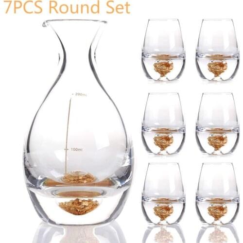 7-piece Set of Lead-free Crystal Glass Wine Set White Wine Glass Gold Foil Creative Scale Wine Separator Small Glass Cup Gift
